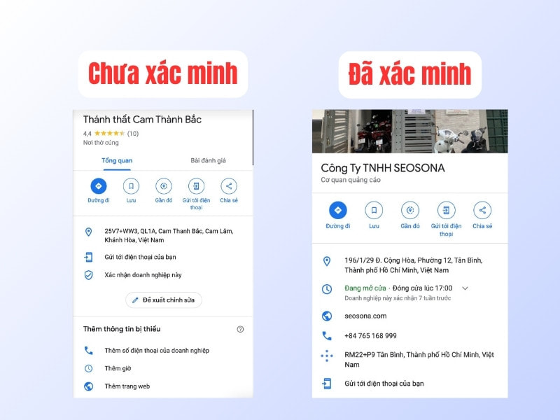 Giao diện quản lý Google Business Profile