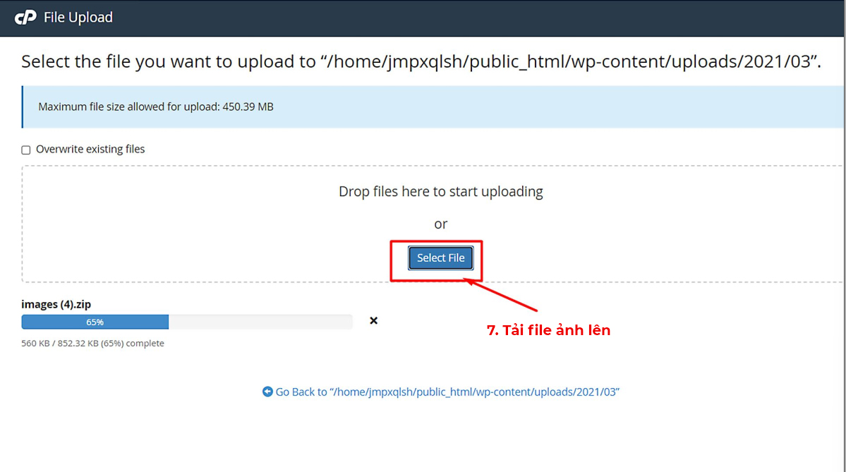 Tải tệp hình ảnh lên hosting