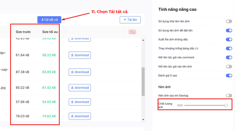 Tải tất cả hình ảnh đã tối ưu từ SonaTools