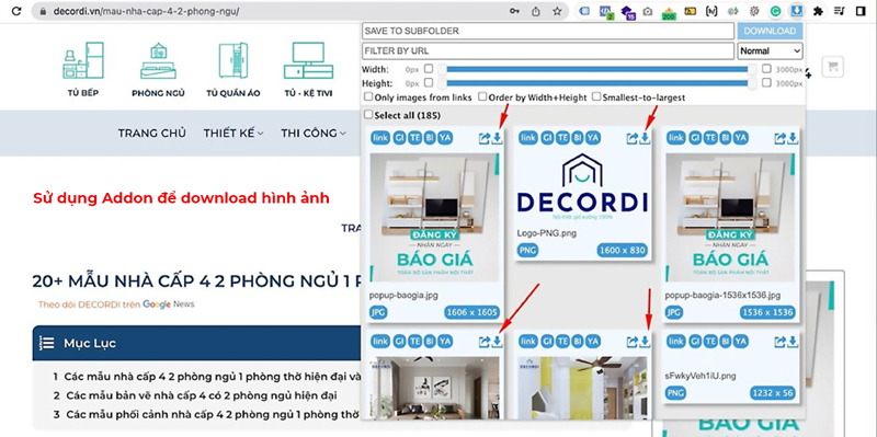 Bộ từ khóa SEO hình ảnh đã tải xuống