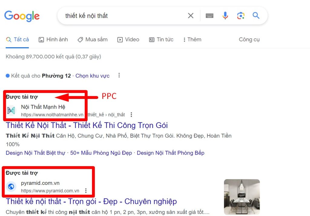 PPC là hình thức quảng cáo trực tuyến, chi trả trả tiền cho mỗi lượt click