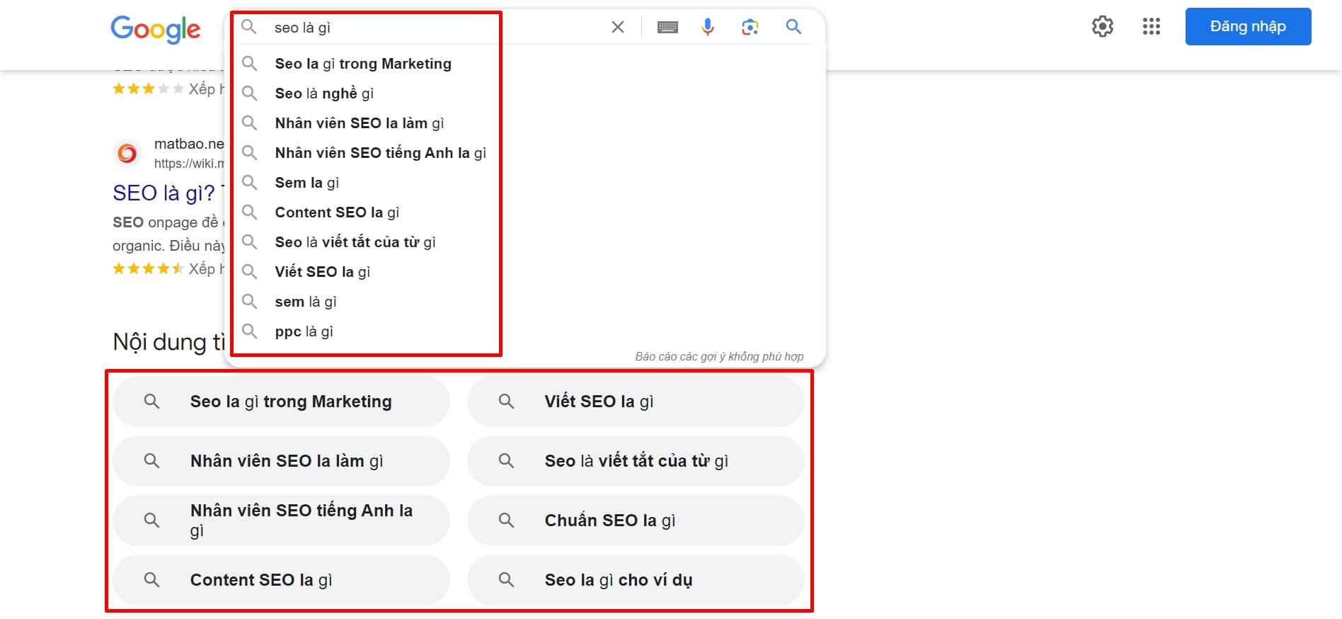 Sử dụng tính năng Google Autocomplete và Google Suggest