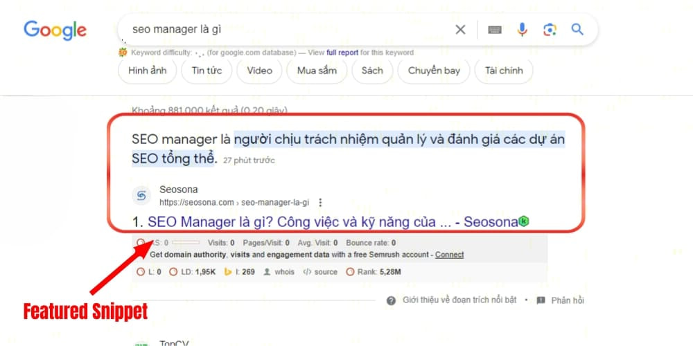 Tối ưu Featured Snippet