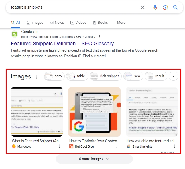 Chuỗi hình ảnh trong kết quả tìm kiếm Google
