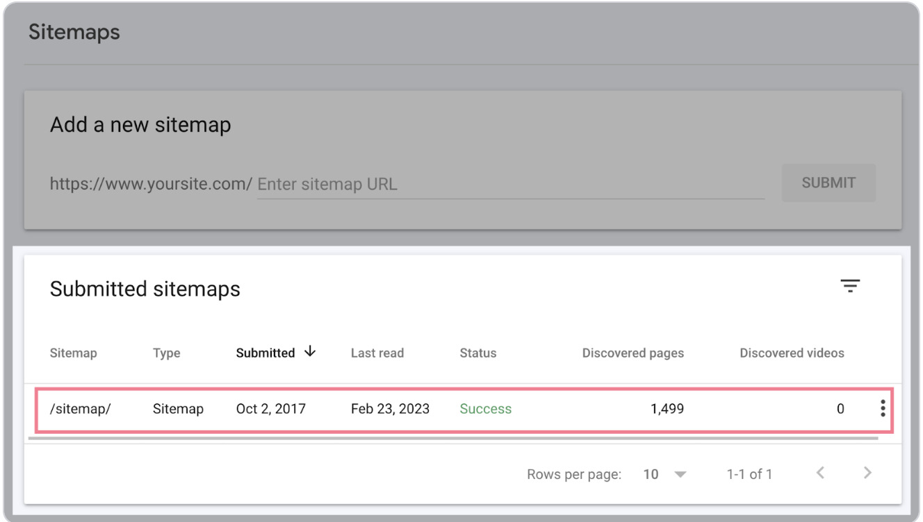 sitemap đã khai báo thành công