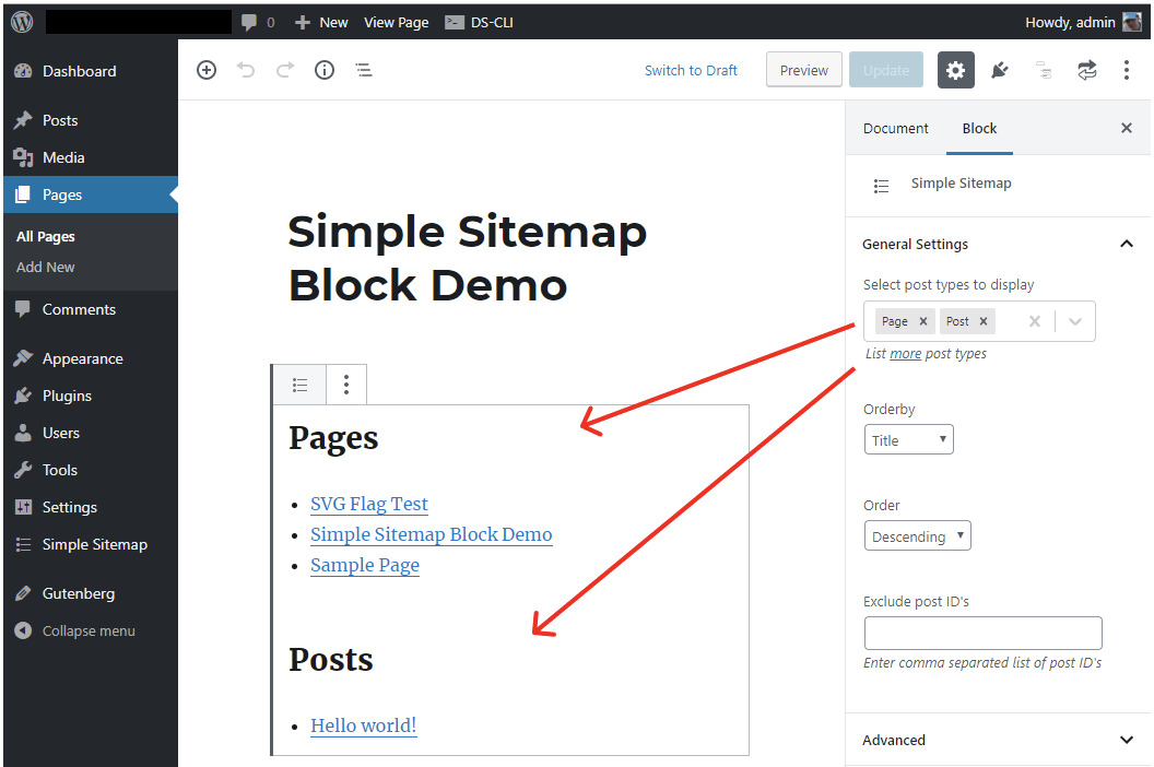 tạo html sitemap trên web wordpress