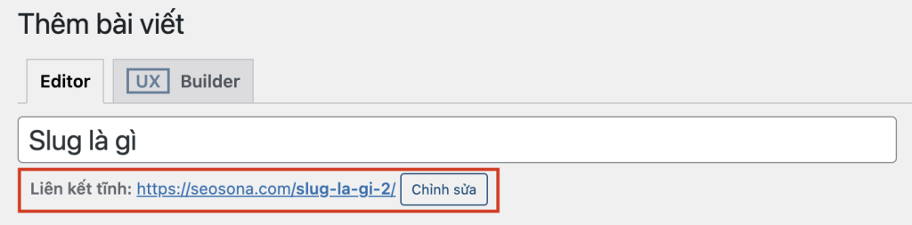 Màn hình chỉnh sửa Slug trong WordPress