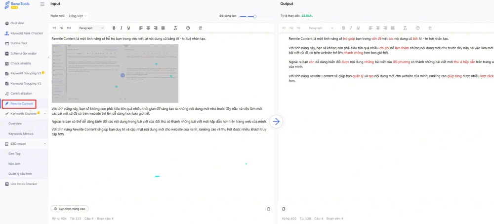 SonaTools Rewrite Content làm mới bài viết cũ