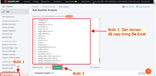 Bulk Backlinks semrush