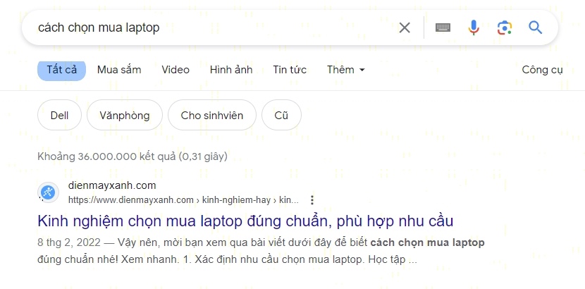 Ví dụ từ khóa thông tin informational