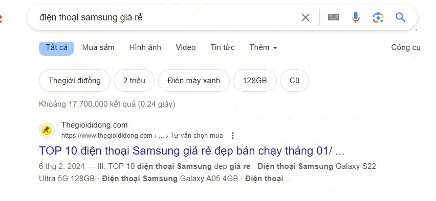 Ví dụ từ khóa trung bình mid-tail