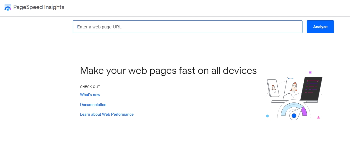 Màn hình Google PageSpeed Insights