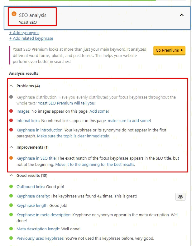 Yoast SEO kiểm tra khả năng đọc nội dung