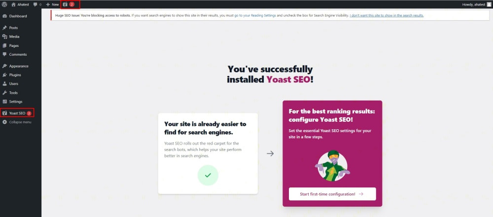 Trình hướng dẫn thiết lập ban đầu của Yoast SEO